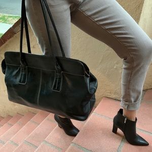 Nordstrom Brand Black Leather Satchel